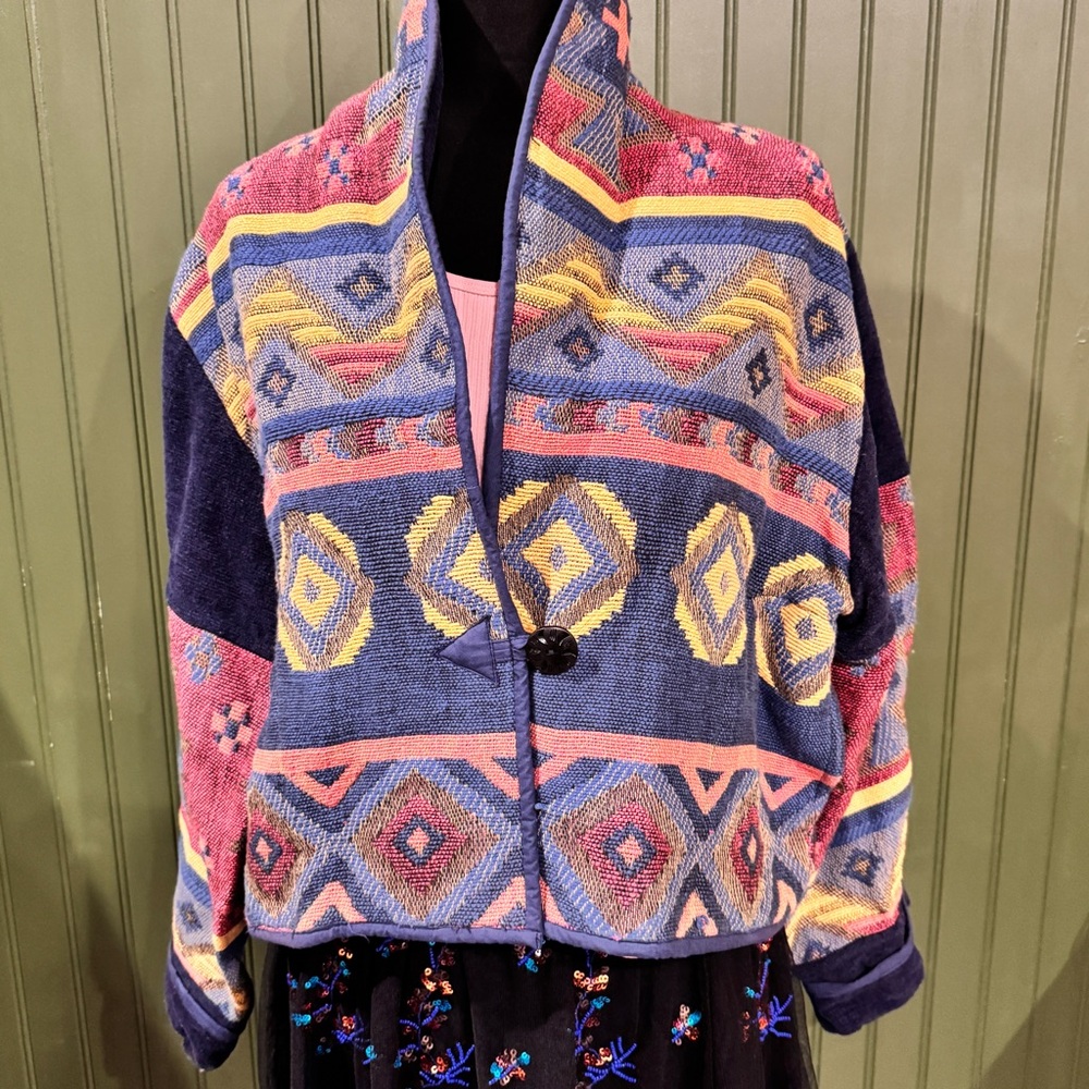 Vtg Anu By Natural 100% Cotton Patterned Jacket - image 2